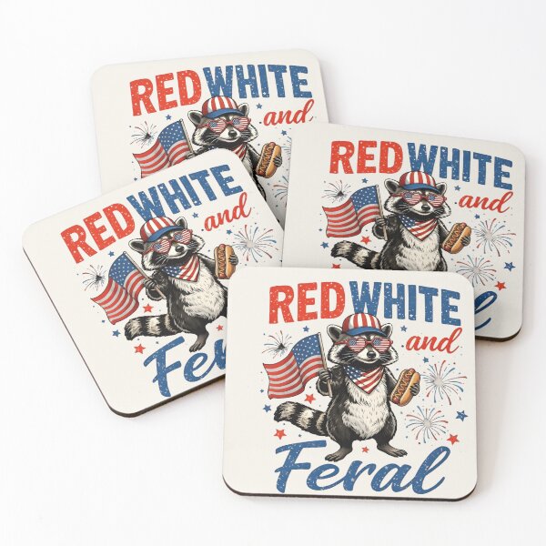 Item preview, Red White & Feral Raccoon Shirt – Funny Patriotic Trash Panda 4th of July T-Shirt designed and sold by ZyxDes.