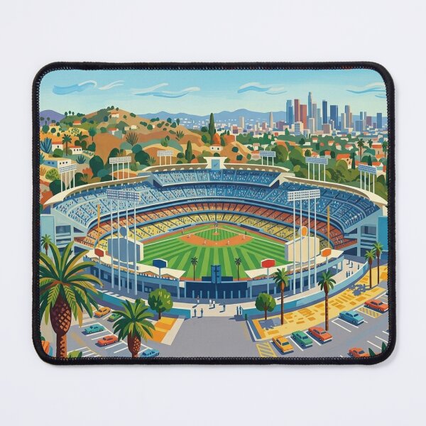 Item preview, Dodger Stadium Retro Art Poster - David Hockney Style Square Print designed and sold by subjectivityxx.