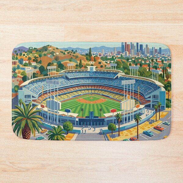 Item preview, Dodger Stadium Retro Art Poster - David Hockney Style Square Print designed and sold by subjectivityxx.