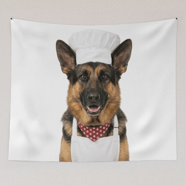 Item preview, Funny German Shepherd Dog Chef Realistic Animal Cooking Humor Art designed and sold by LazyOwlStore.