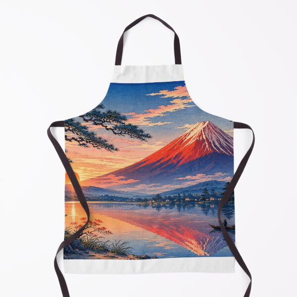 Item preview, Morning Red Fuji with Lake – Japanese Ukiyo-e Landscape designed and sold by Hidden Japan Coloring Book.