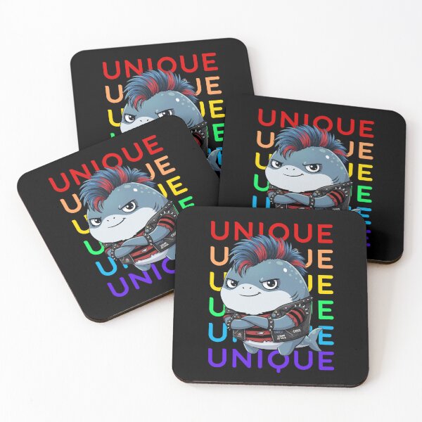 Item preview, Unique Punk Shark Cute Kawaii Rainbow Cartoon Gift for Shark Lovers designed and sold by Nature's Chibis.