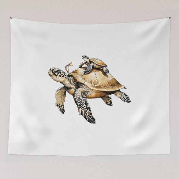 Item preview, Cute Papa Sea Turtle And Baby Watercolor Father's Day designed and sold by AQUILAKREO.