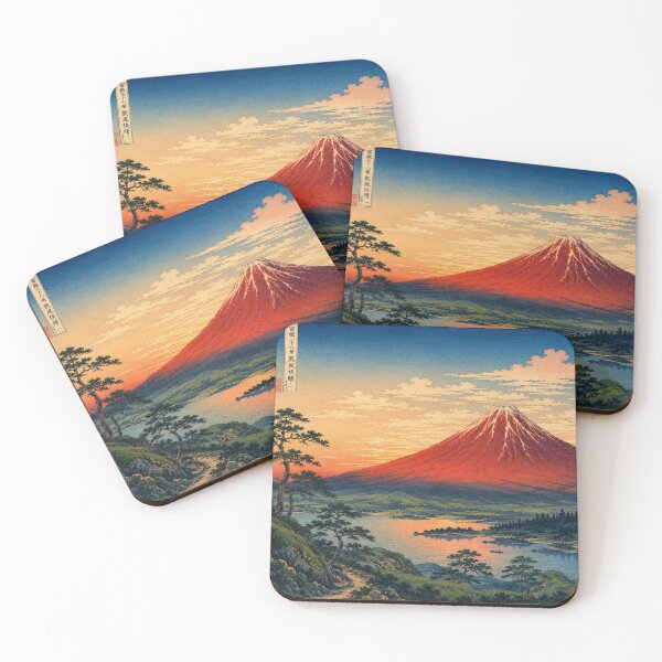 Item preview, Classic Red Fuji – Hokusai Inspired Ukiyo-e Landscape designed and sold by Hidden Japan Coloring Book.
