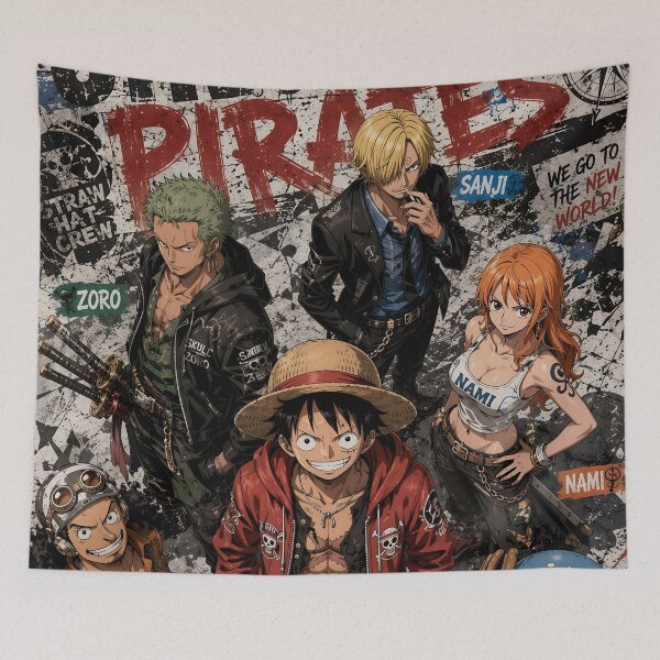 Item preview, Straw Hat Pirates Vintage Grunge Anime Poster | Crew Streetwear Art designed and sold by Dyan4.