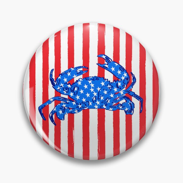 Item preview, Patriotic USA Flag Blue Crab Coastal Red Stripes Nautical designed and sold by MaiZephyr.