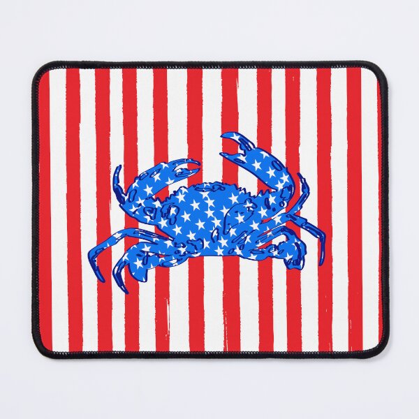 Item preview, Patriotic USA Flag Blue Crab Coastal Red Stripes Nautical designed and sold by MaiZephyr.