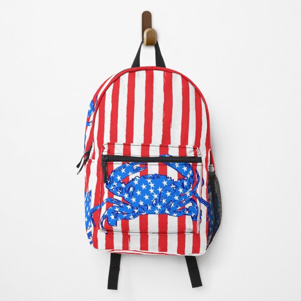 Item preview, Patriotic USA Flag Blue Crab Coastal Red Stripes Nautical designed and sold by MaiZephyr.