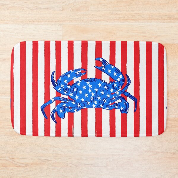Item preview, Patriotic USA Flag Blue Crab Coastal Red Stripes Nautical designed and sold by MaiZephyr.