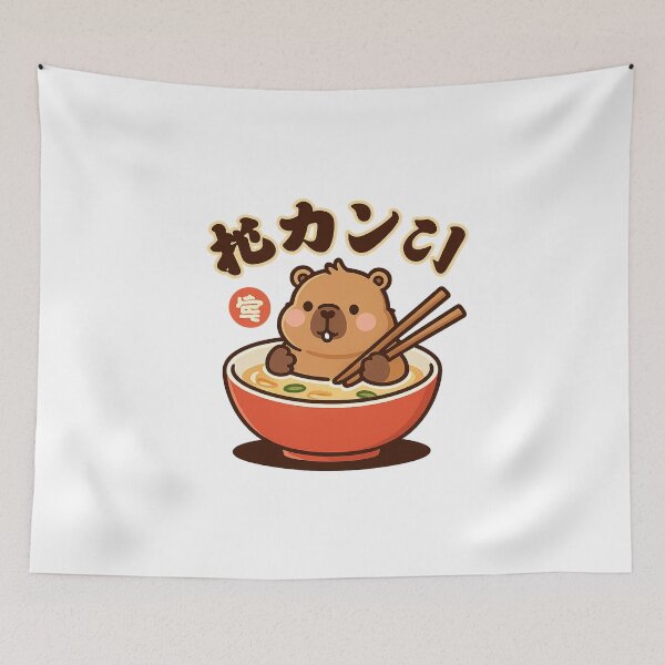 Item preview, Cute Capybara in Ramen Bowl Kawaii Illustration designed and sold by LuloCreative.