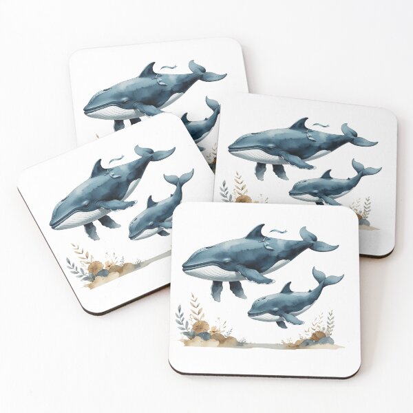 Item preview, Sweet Papa Whale And Baby Calf Watercolor Father's Day designed and sold by AQUILAKREO.