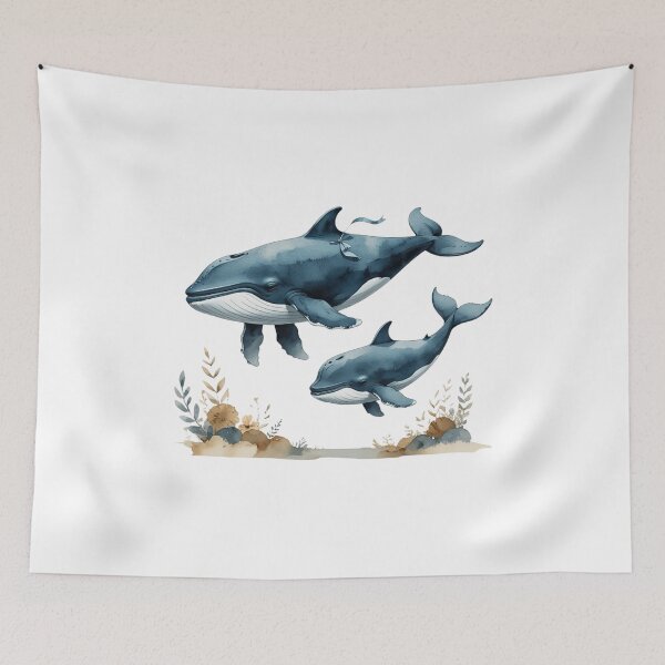 Item preview, Sweet Papa Whale And Baby Calf Watercolor Father's Day designed and sold by AQUILAKREO.