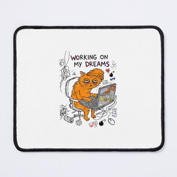 Item preview, Tired Beanie Cat Working On My Dreams designed and sold by UrbanVoid Studio.