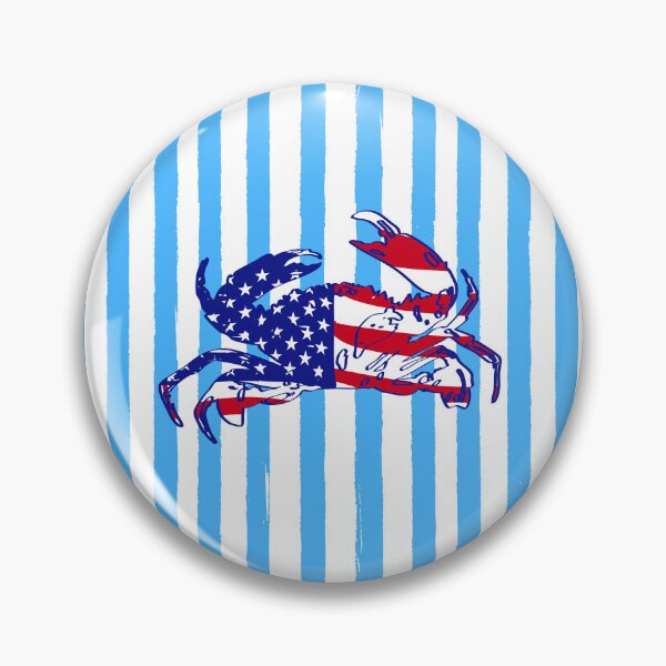 Item preview, USA Patriotic Blue Crab Red White Blue Stripes Coastal Illustration designed and sold by MaiZephyr.