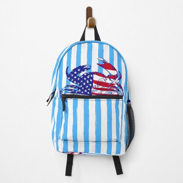 Item preview, USA Patriotic Blue Crab Red White Blue Stripes Coastal Illustration designed and sold by MaiZephyr.