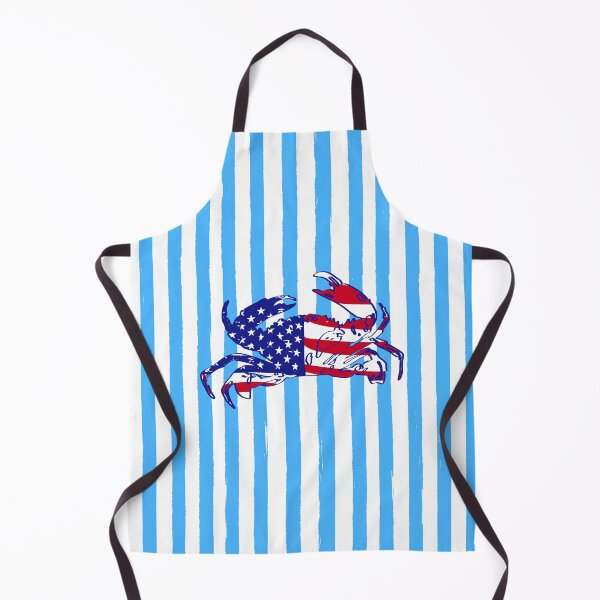 Item preview, USA Patriotic Blue Crab Red White Blue Stripes Coastal Illustration designed and sold by MaiZephyr.