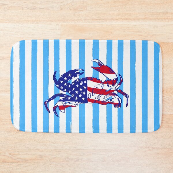 Item preview, USA Patriotic Blue Crab Red White Blue Stripes Coastal Illustration designed and sold by MaiZephyr.
