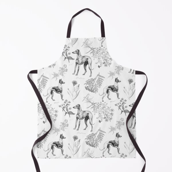 Item preview, Greyhound Dog and Wildflowers Cottagecore Pattern - Black and White designed and sold by CanisArt.
