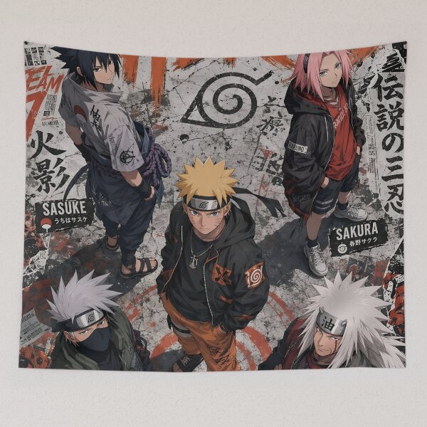 Item preview, Legendary Ninja Heroes Streetwear Anime Poster | Urban Manga Warrior Squad Art Print designed and sold by Dyan4.