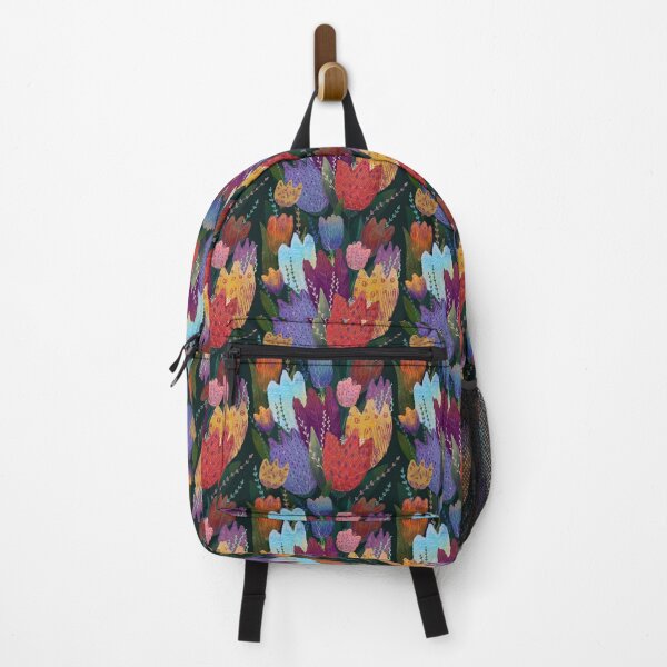 Item preview, Moody Night Rainbow Tulips Floral Pattern designed and sold by ArtbyLanaN.