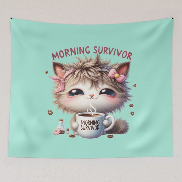 Item preview, Morning Survivor Cute Coffee Cat Sticker designed and sold by carestazafeli.