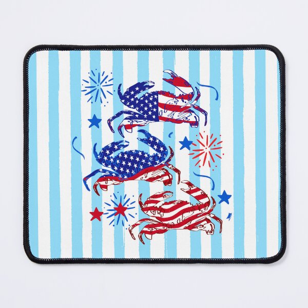 Item preview, Patriotic Crab Pattern USA Flag Blue White Stripes Coastal Summer Art designed and sold by MaiZephyr.