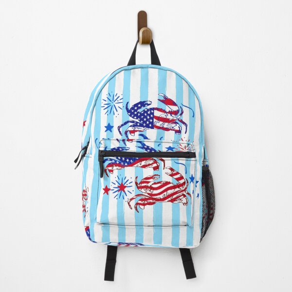 Item preview, Patriotic Crab Pattern USA Flag Blue White Stripes Coastal Summer Art designed and sold by MaiZephyr.