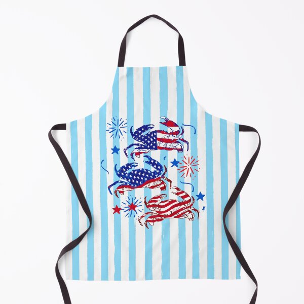 Item preview, Patriotic Crab Pattern USA Flag Blue White Stripes Coastal Summer Art designed and sold by MaiZephyr.