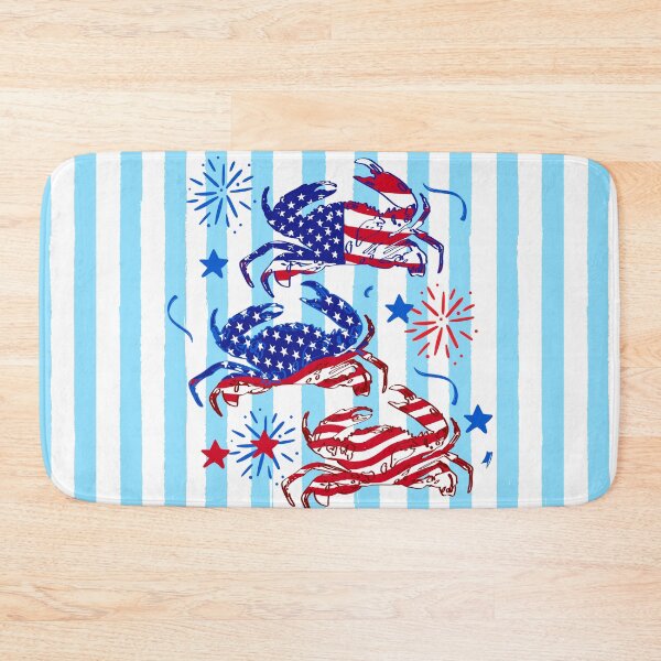 Item preview, Patriotic Crab Pattern USA Flag Blue White Stripes Coastal Summer Art designed and sold by MaiZephyr.