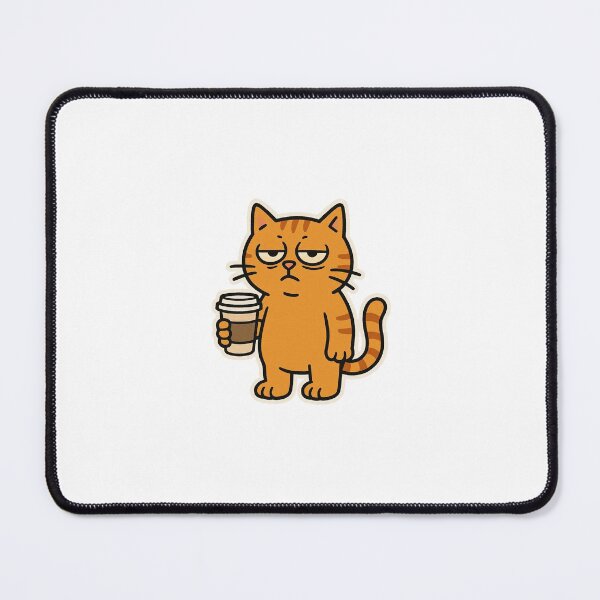 Item preview, Funny Grumpy Morning Cat Holding Coffee designed and sold by EmylDesigns.