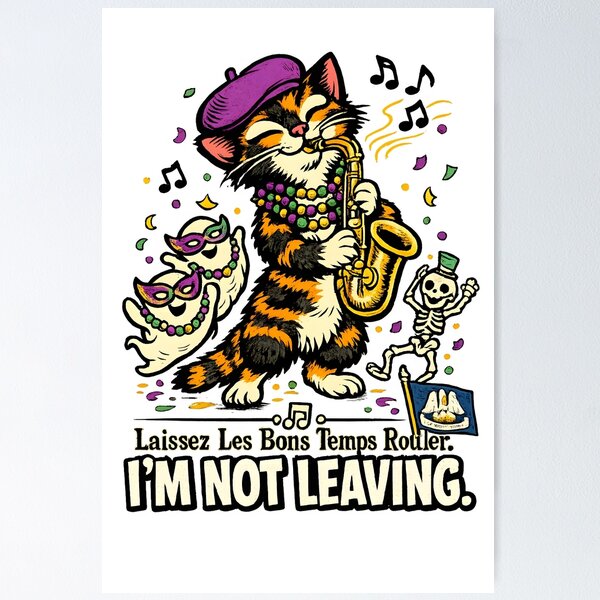 Item preview, Unbothered in Louisiana — Jazz Cat Mardi Gras Humor Gift designed and sold by Martin's_Design.