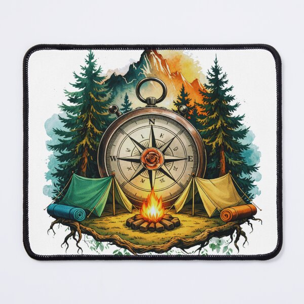 Item preview, Compass Camping Adventure in the Wilderness Illustration designed and sold by Gabe1983.