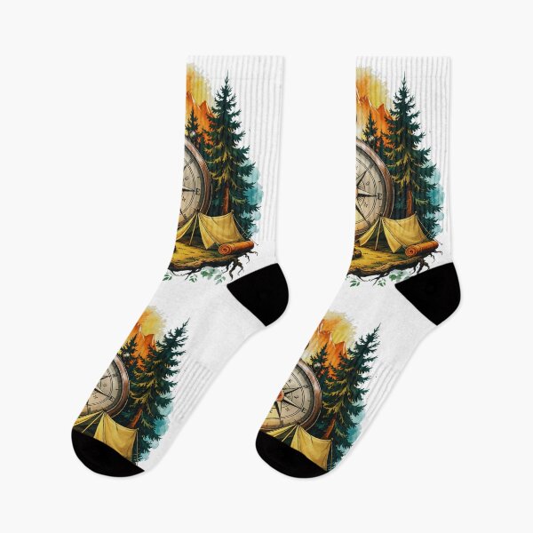 Item preview, Compass Camping Adventure in the Wilderness Illustration designed and sold by Gabe1983.