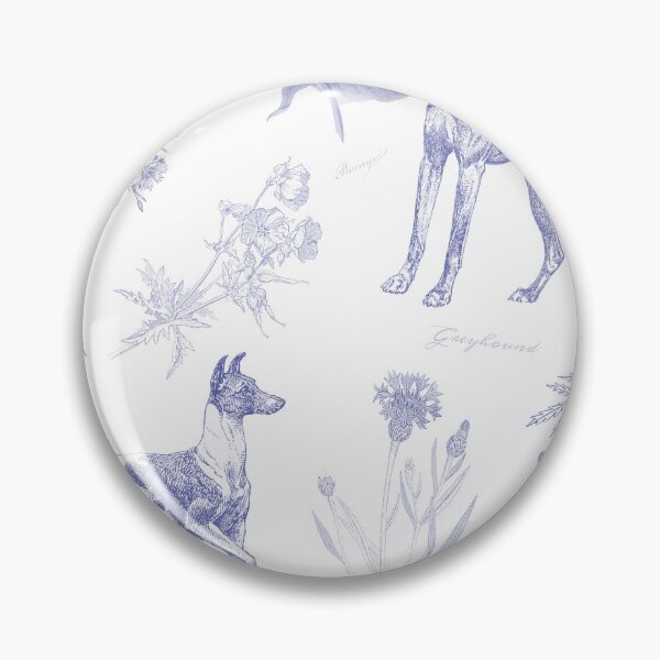 Item preview, Greyhound Dog and Wildflowers Cottagecore Pattern - Indigo Blue and White designed and sold by CanisArt.