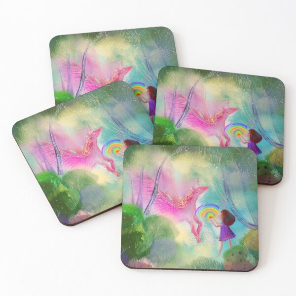 Item preview, Magical Pink Pegasus Unicorn and Girl Rainbow Pride Forest Art designed and sold by ArtbyLanaN.