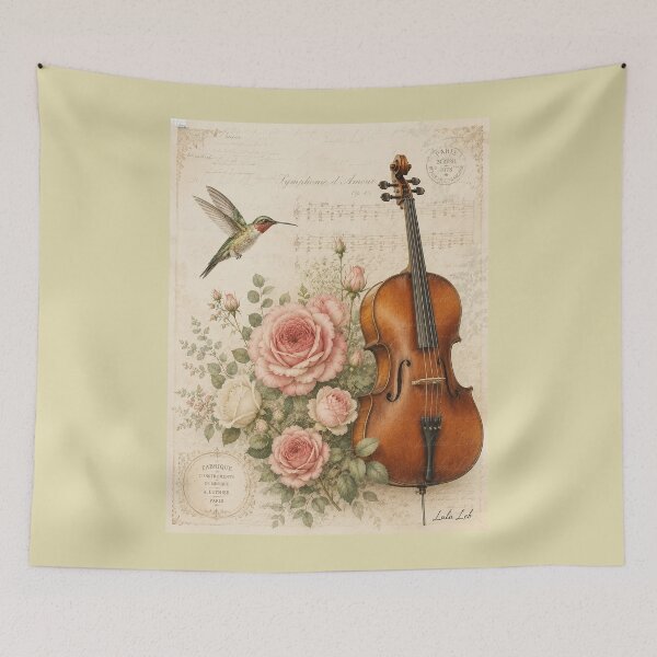 Item preview, Hummingbird Symphony Vintage Clippings Art designed and sold by LuluLeb.