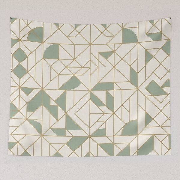 Item preview, Minimalist Geometric Seamless Pattern with Luxury Gold Line Art designed and sold by crackerflake.