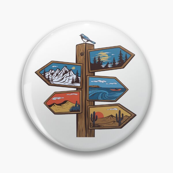 Item preview, Vintage Adventure Wooden Signpost Illustration Retro Nature Landscape Graphic designed and sold by Gabe1983.