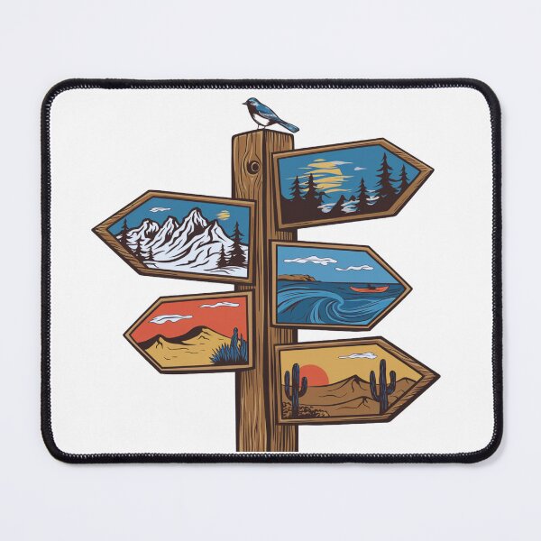 Item preview, Vintage Adventure Wooden Signpost Illustration Retro Nature Landscape Graphic designed and sold by GabeMountainArt.