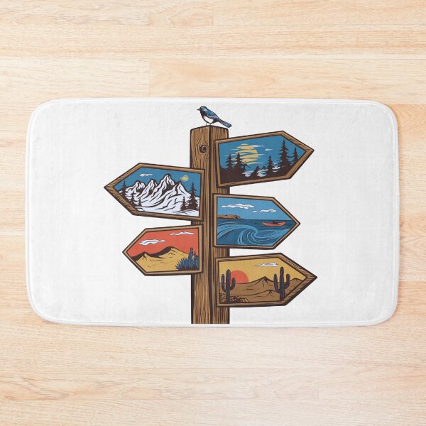 Item preview, Vintage Adventure Wooden Signpost Illustration Retro Nature Landscape Graphic designed and sold by GabeMountainArt.