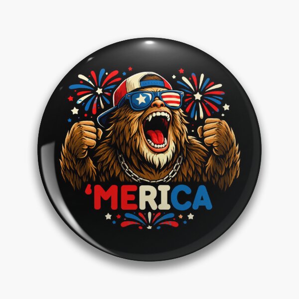 Item preview, Retro Vintage 4th of July Bigfoot American Flag Sasquatch designed and sold by PixelMarrero.