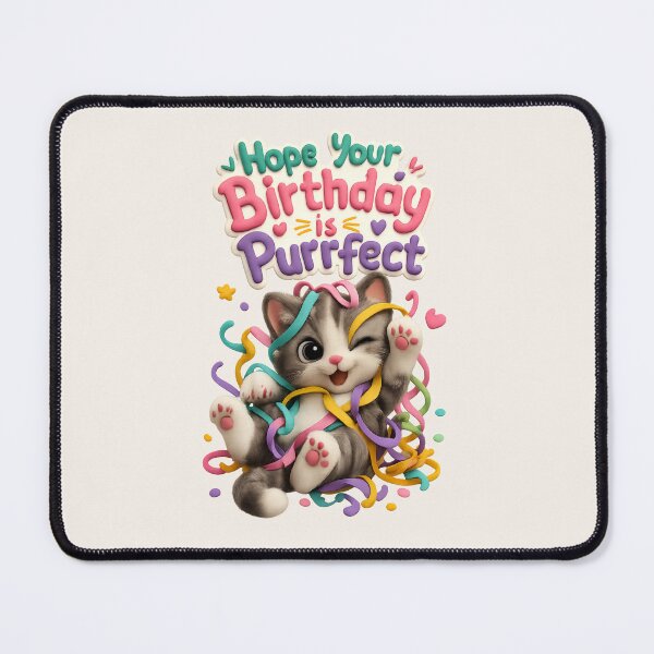 Item preview, Cute Birthday Cat Party Streamers - Hope Your Birthday Is Purrfect (Perfect) | Kawaii 3D Happy Birthday Art designed and sold by Moons Studio.