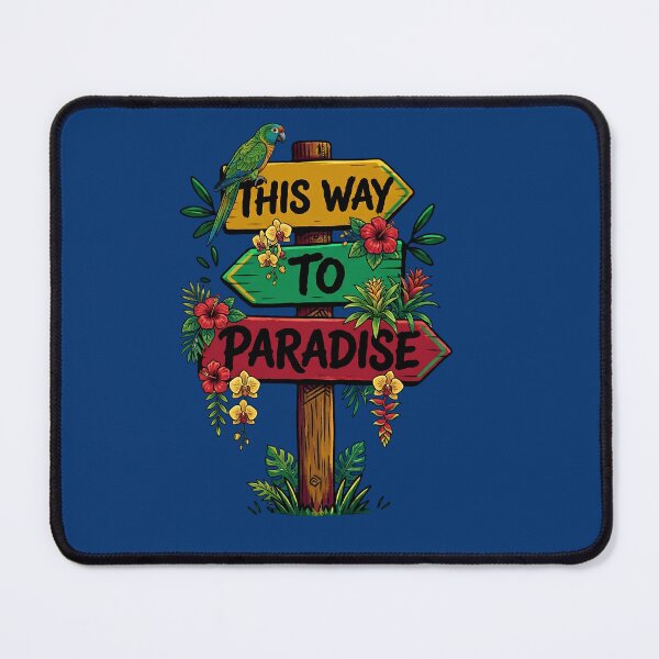 Item preview, This Way To Paradise Tropical Sign & Parrot designed and sold by digitalbob60.