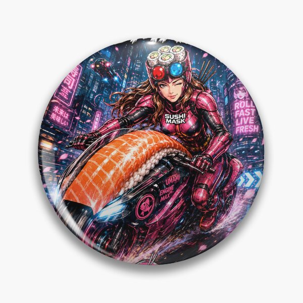 Item preview, Sushi Mask Woman Neo – 2126 NEO TOKYO | Cyberpunk Sushi Motorcycle | Japanese Retro Future Anime designed and sold by Japan Cyberpunk Universe & Surreal Characters.