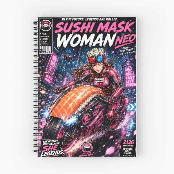 Item preview, Sushi Mask Woman Neo – 2126 NEO TOKYO | Cyberpunk Sushi Motorcycle | Japanese Retro Future Anime designed and sold by Japan Cyberpunk Universe & Surreal Characters.