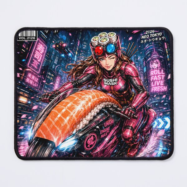 Item preview, Sushi Mask Woman Neo – 2126 NEO TOKYO | Cyberpunk Sushi Motorcycle | Japanese Retro Future Anime designed and sold by Japan Cyberpunk Universe & Surreal Characters.