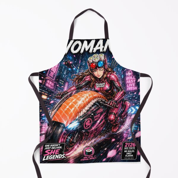 Item preview, Sushi Mask Woman Neo – 2126 NEO TOKYO | Cyberpunk Sushi Motorcycle | Japanese Retro Future Anime designed and sold by Japan Cyberpunk Universe & Surreal Characters.