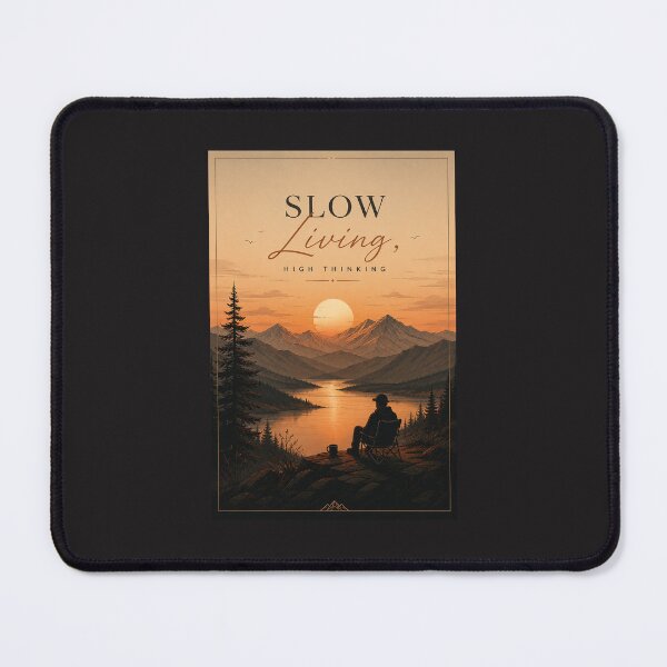 Item preview, Slow Living, High Thinking | Peaceful Mountain Sunset Motivational designed and sold by Zentroodle.