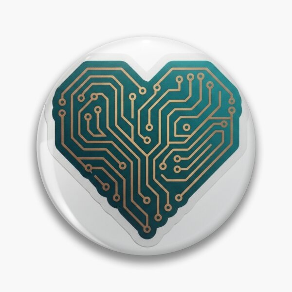 Item preview, Sleek Tech Circuit Board Heart Sticker in Teal and Gold designed and sold by LOKICREATES.