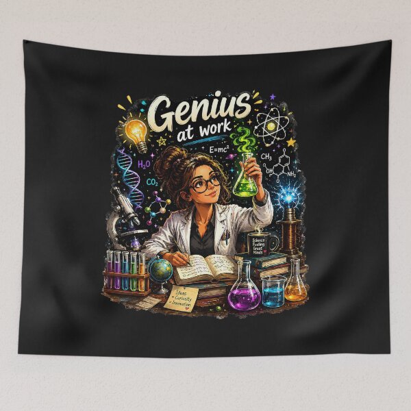 Artikelvorschau, Geniale Wissenschaftlerin bei der Arbeit – Design entworfen und verkauft von Genius Geek.